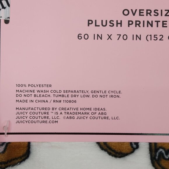 Juicy Couture Oversized Plush Printed Throw 60X70" Gingerbread Holiday Christmas - Picture 5 of 10